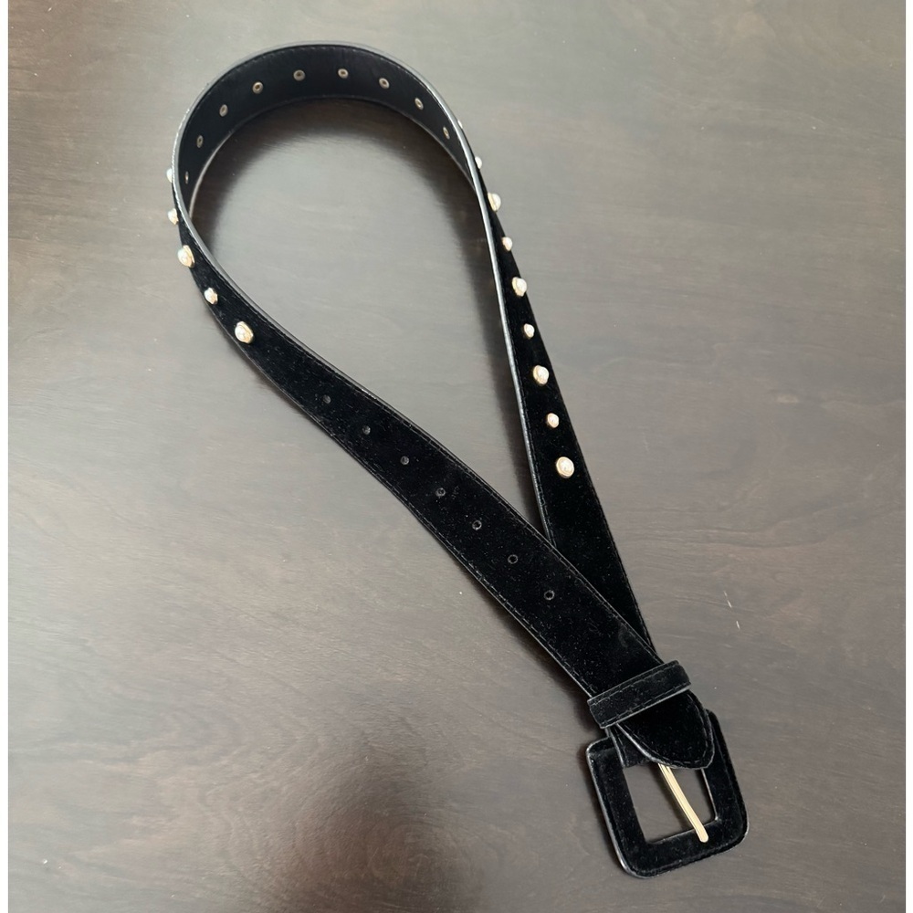 Zara Black Suede Faux Pearl Belt